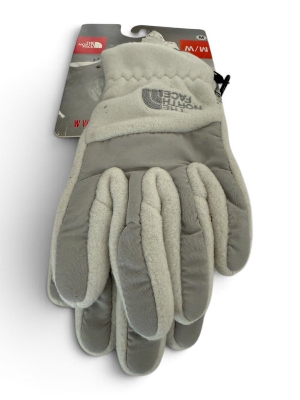 Girl's The North Face Denali Gloves - Size Medium - White/Grey